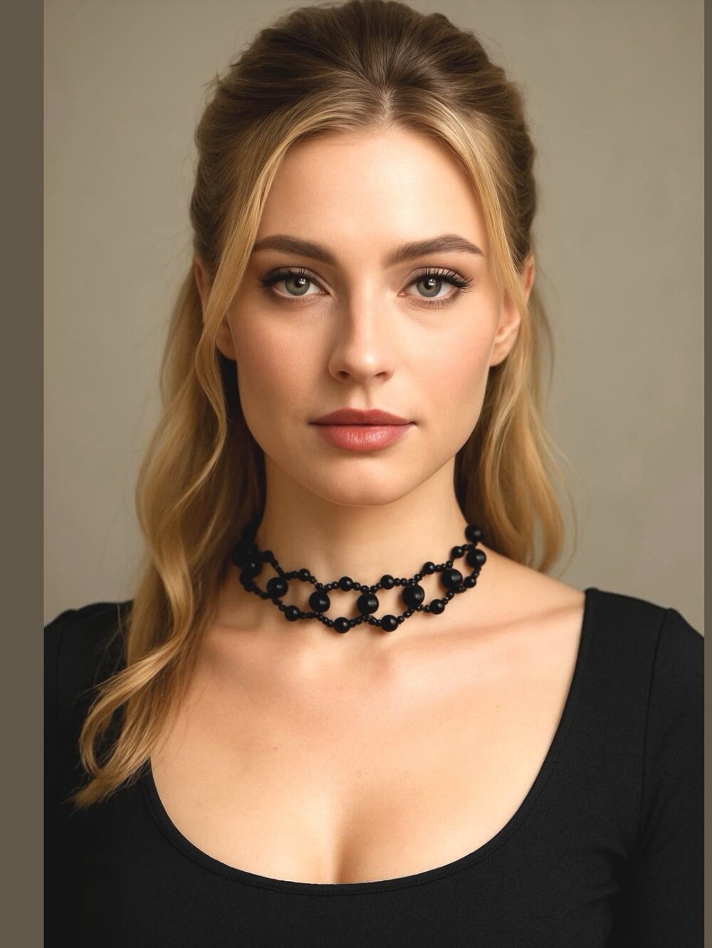 Jet Black Crystal Choker Necklace